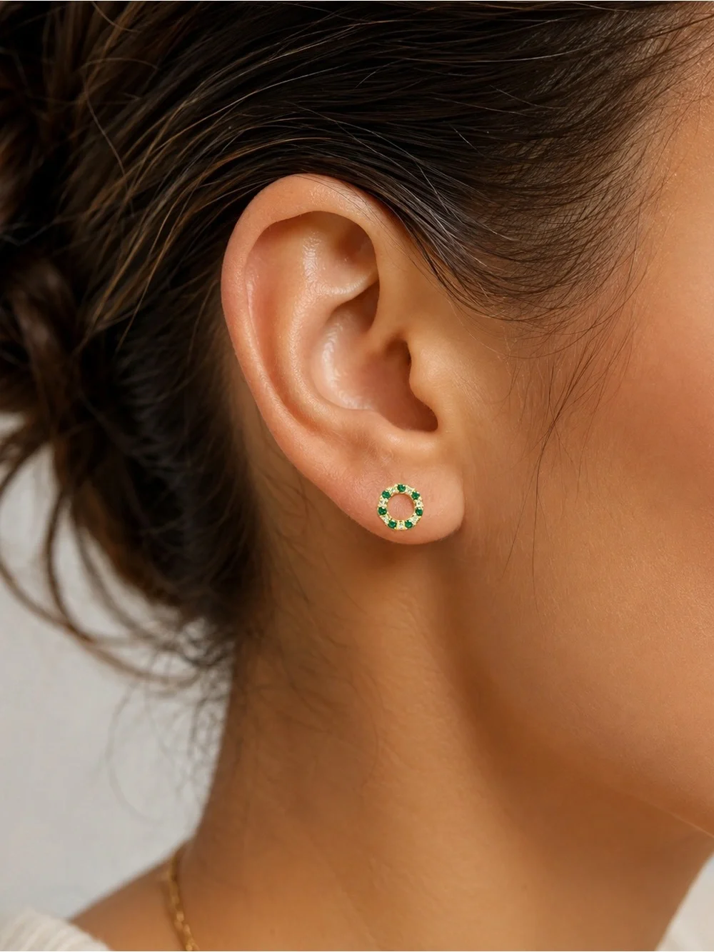 Giani Bernini Lab-Grown Green Quartz & Cubic Zirconia Circle Stud Earrings